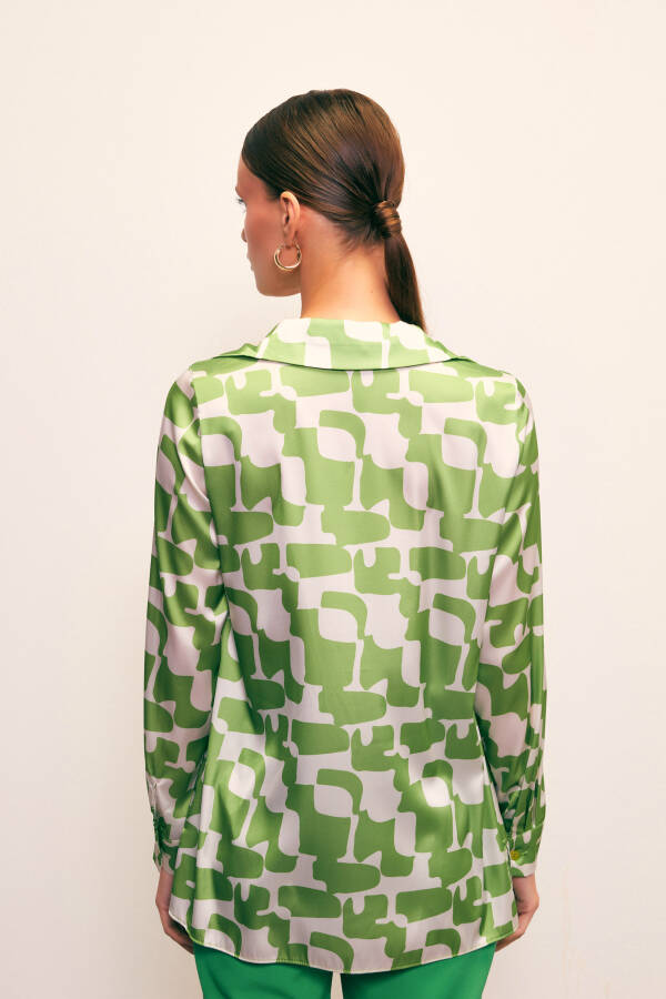 Patterned Plain Shirt - GREEN - 10