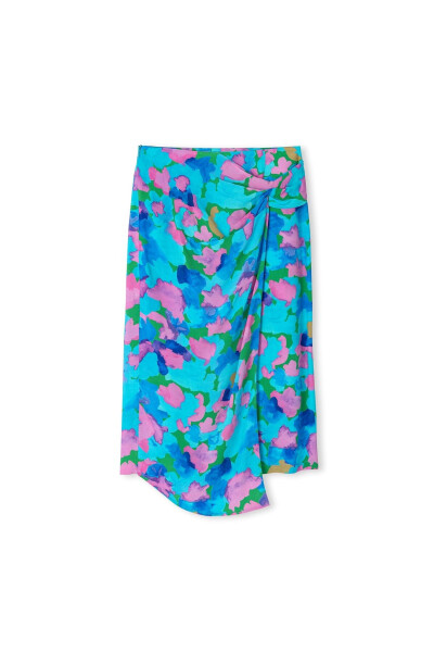 Patterned, pleated skirt - 8