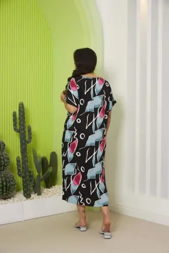 Patterned Plus Size Casual Fuchsia Dress - 5