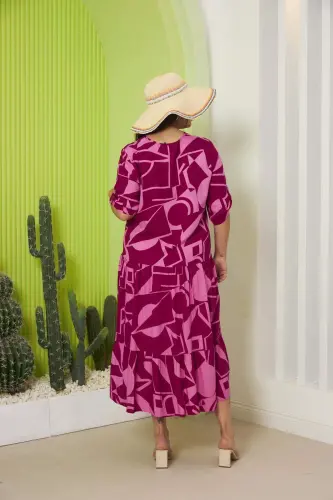 Patterned Plus Size Dress Cherry - 5