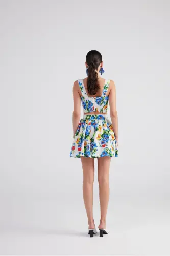 Patterned Pocket MiniRavello Skirt Blue - HOLLY LOLLY (1)