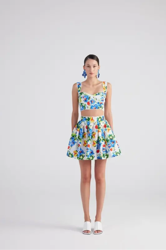 Patterned Pocket MiniRavello Skirt Blue - 4