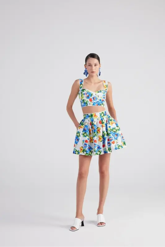 Patterned Pocket MiniRavello Skirt Blue - 5