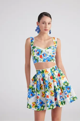 Patterned Pocket MiniRavello Skirt Blue - 6