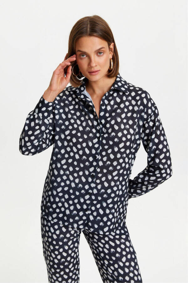 Patterned Relaxed Fit Shirt Black - 1