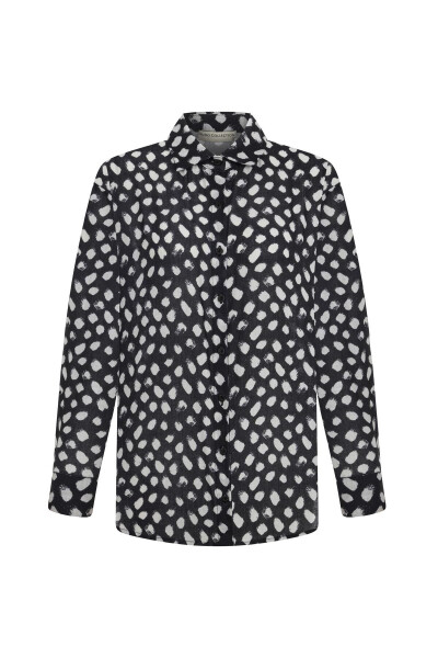 Patterned Relaxed Fit Shirt Black - 4