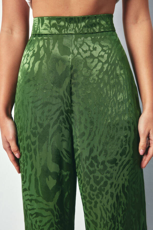 Patterned Relaxed Trousers - GREEN - 5