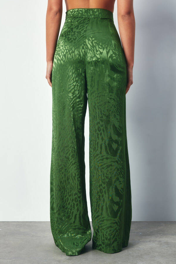 Patterned Relaxed Trousers - GREEN - 6