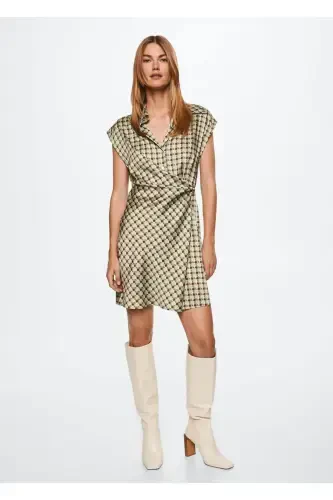 Patterned Retro Dress-Green - MANGO (1)