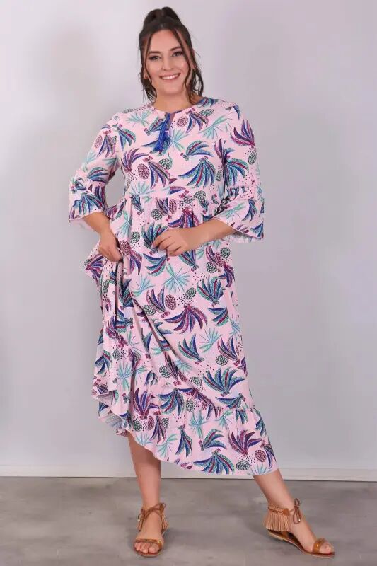 Patterned Ruffled Powder Dress - 3
