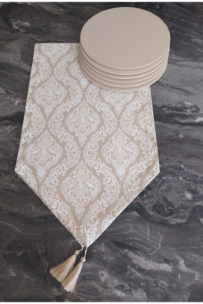 Patterned Runner + 6 Piece American Serving Placemat Set - 1