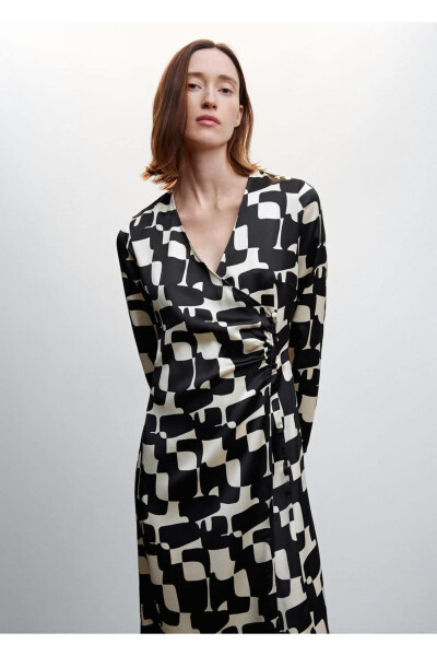 Patterned Satin Dress - MANGO