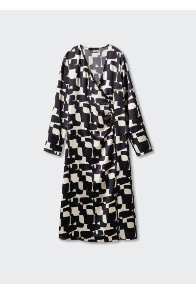 Patterned Satin Dress - 3