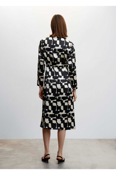 Patterned Satin Dress - 4