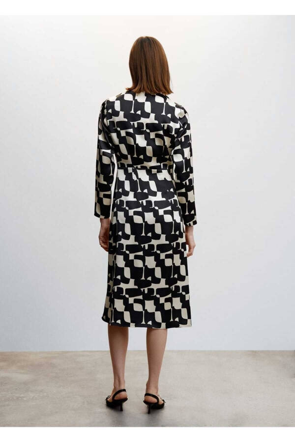 Patterned Satin Dress - 4