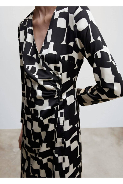 Patterned Satin Dress - 6