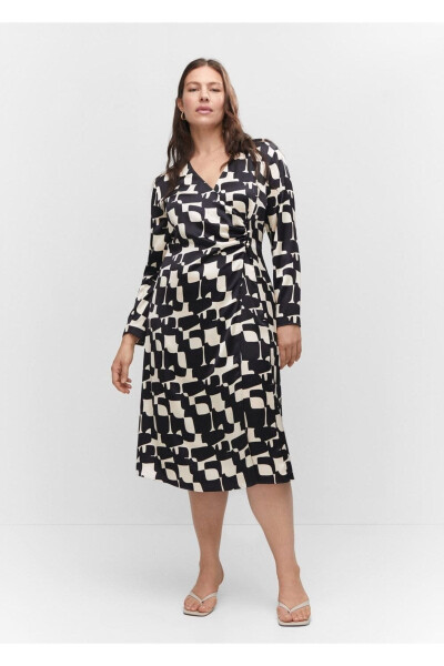 Patterned Satin Dress - 7