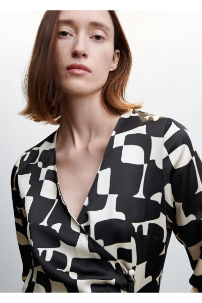 Patterned Satin Dress - 8