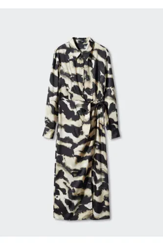 Patterned Satin Dress - 3