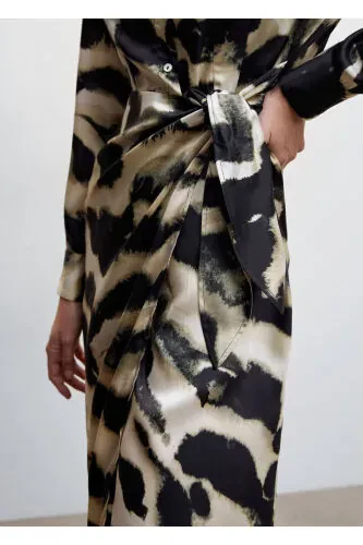 Patterned Satin Dress - 7