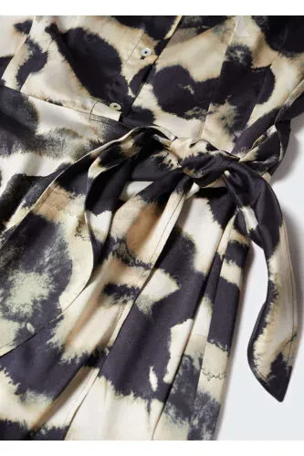 Patterned Satin Dress - 8