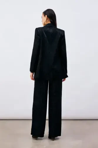 Patterned Satin Jacket - Black - 7