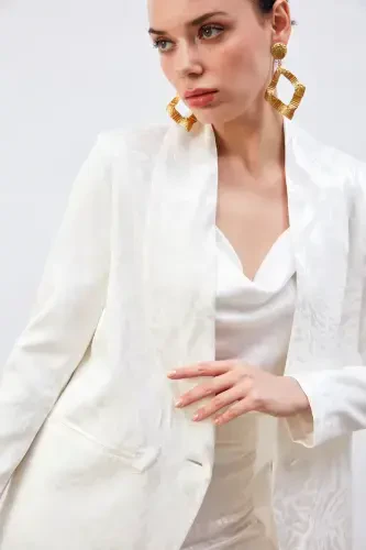 Patterned Satin Jacket - Ecru - 5