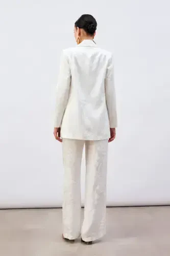 Patterned Satin Jacket - Ecru - 8