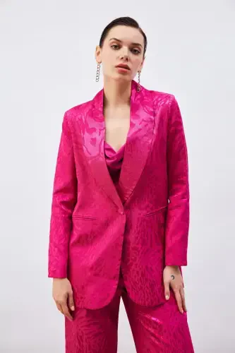 Patterned Satin Jacket - Fuchsia - SATEEN (1)
