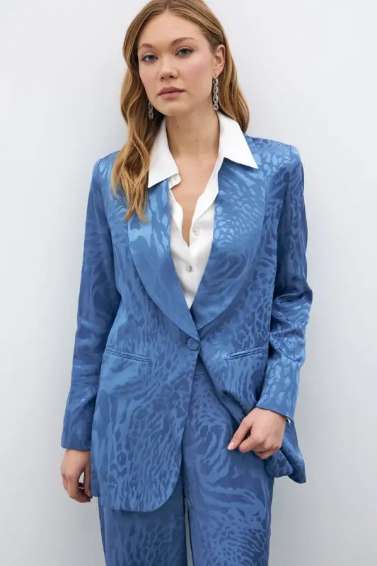 Patterned Satin Jacket - Indigo-INDIGO - 5