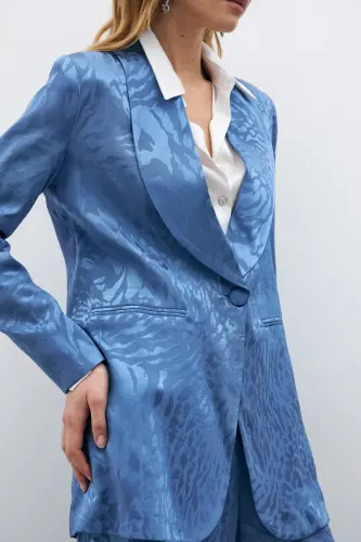 Patterned Satin Jacket - Indigo-INDIGO - 6