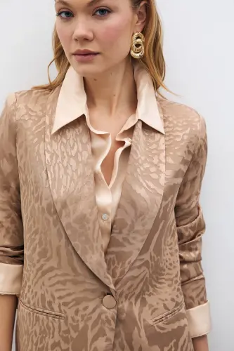 Patterned Satin Jacket - Mink-MINK - 3