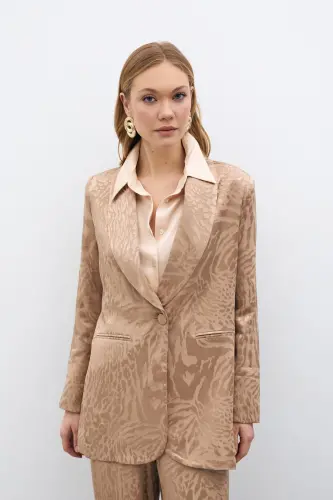 Patterned Satin Jacket - Mink-MINK - 4