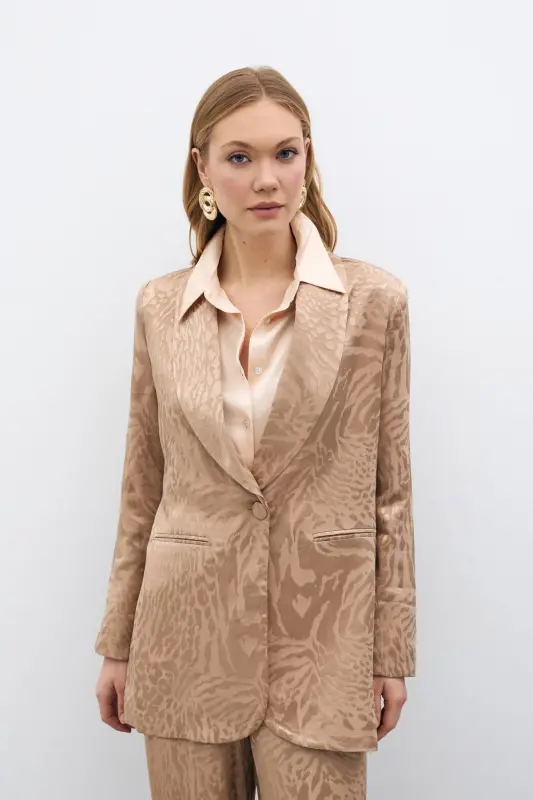 Patterned Satin Jacket - Mink-MINK - 4