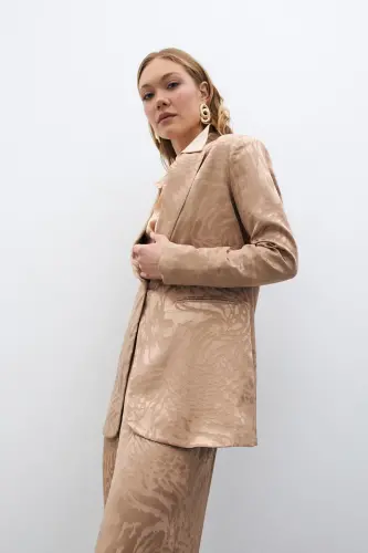 Patterned Satin Jacket - Mink-MINK - 6