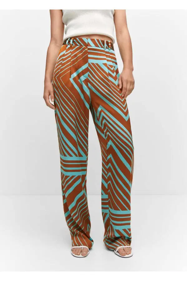 Patterned satin pants - 1