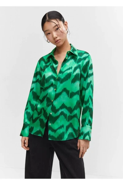 Patterned Satin Shirt - MANGO