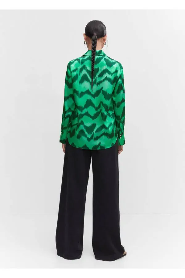 Patterned Satin Shirt - 4