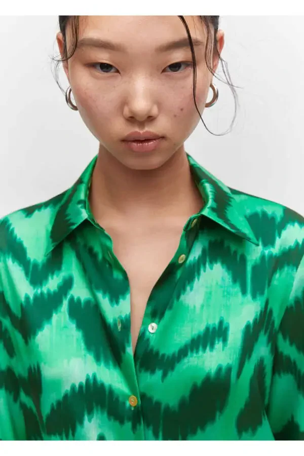 Patterned Satin Shirt - 5