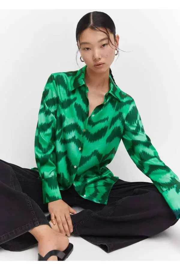 Patterned Satin Shirt - 6
