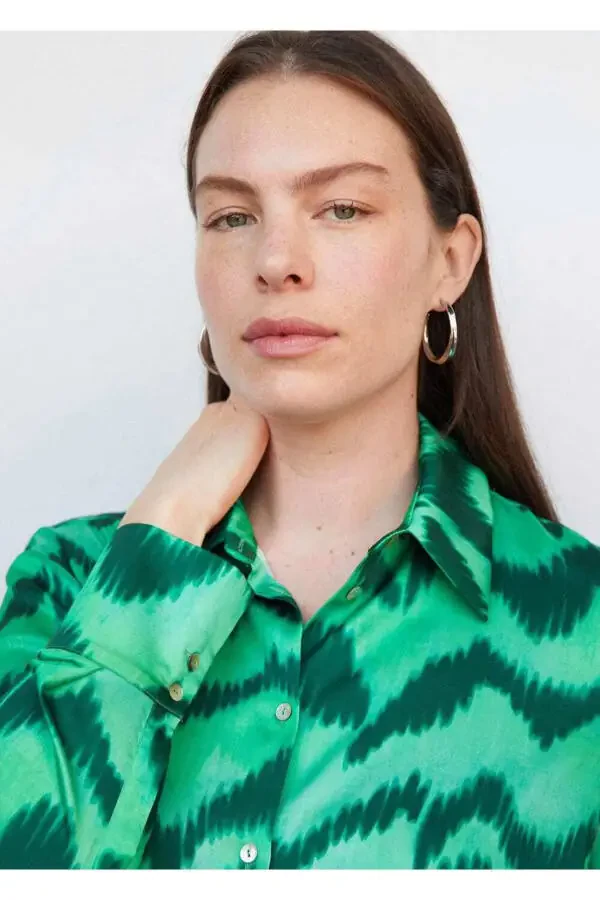 Patterned Satin Shirt - 7