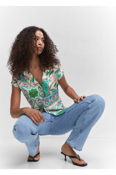 Patterned Satin Shirt - 6