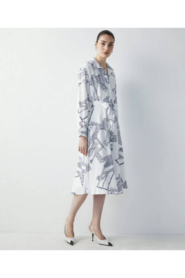 Patterned Shirt Dress - Ecru - 3