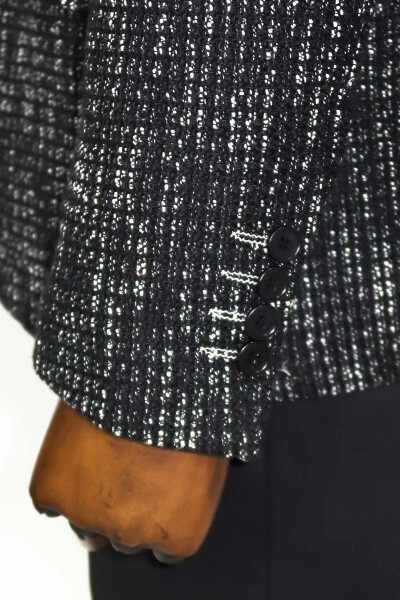 Patterned Slim Fit Sports Black Men's Jacket - Wessi - 7