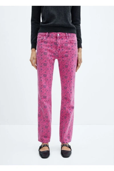 Patterned straight-cut jeans - 1