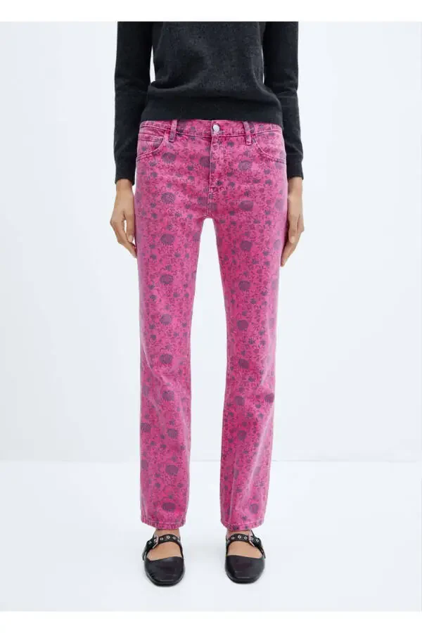 Patterned straight-cut jeans - 1