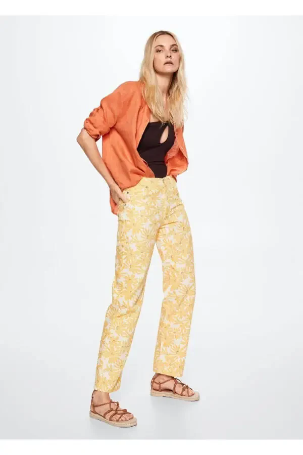 Patterned Straight-Cut Jeans - 2