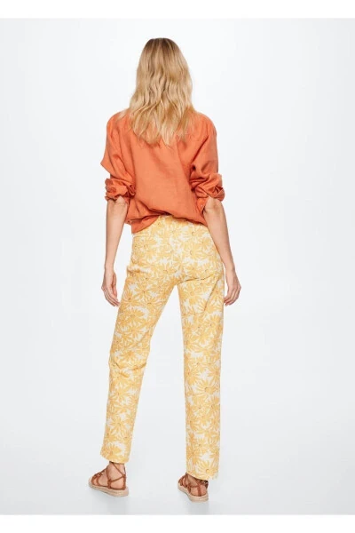 Patterned Straight-Cut Jeans - 4