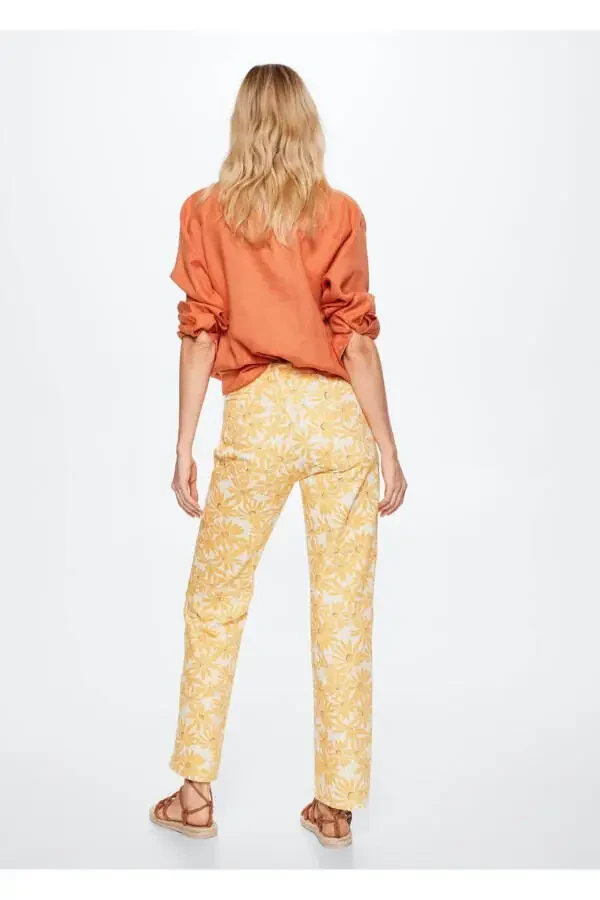 Patterned Straight-Cut Jeans - 4