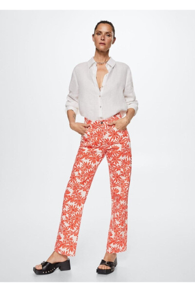 Patterned Straight Cut Jeans - MANGO WOMAN (1)